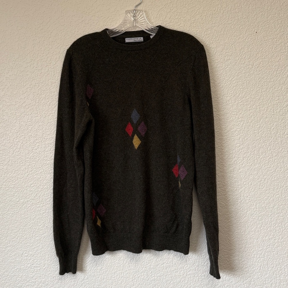 American Blue 100% Cashmere Argyle Sweater
Size Small